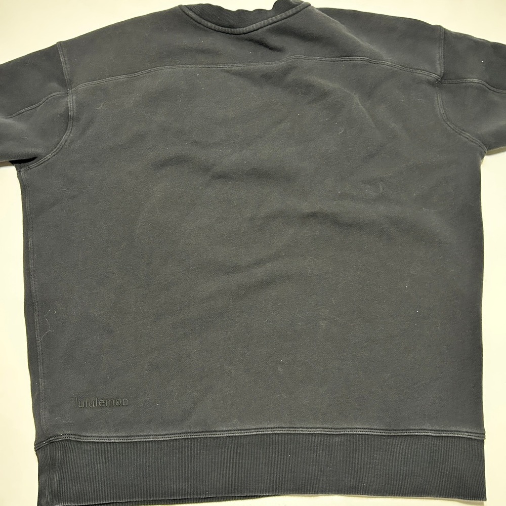 Lululemon Perfectly Oversized Crewneck Sweatshirt Black Embossed Logo Pullover - Picture 5 of 5
